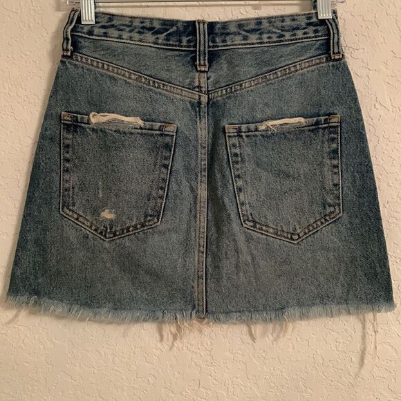 Abercrombie & Fitch Zoe Natural Rise Vintage A-Line Denim Mini Skirt Size 24(00) - Picture 2 of 7